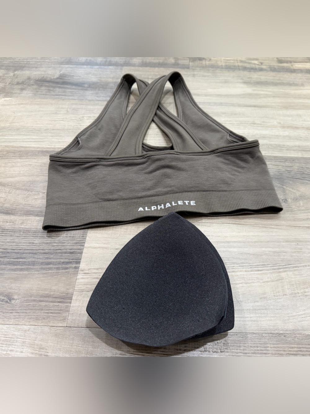 Alphalete Amplify Cross Back Sports Bra Taupe Brown - Picture 6 of 6